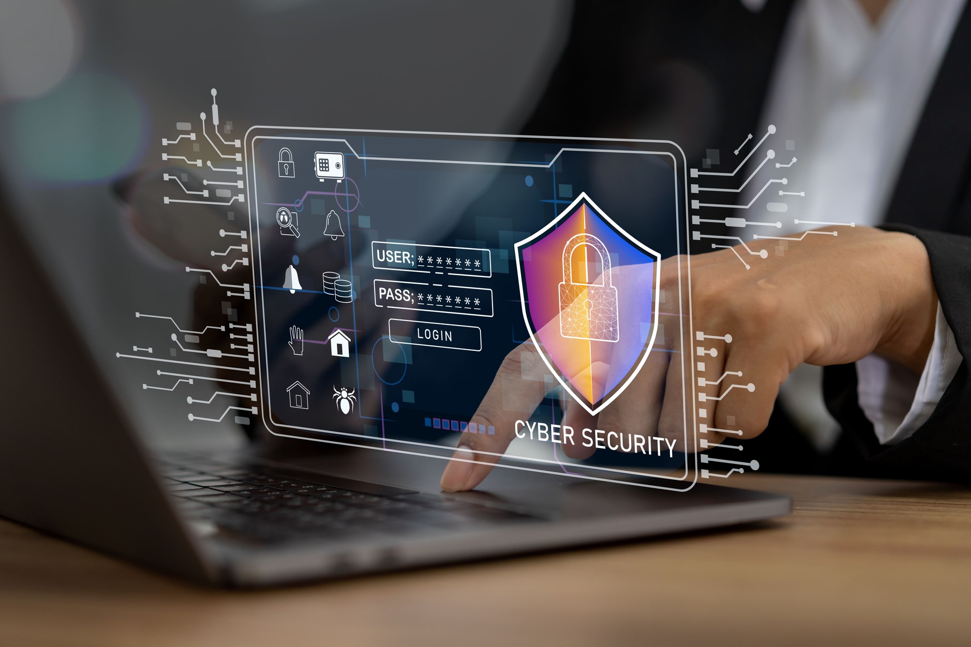 Cybersecurity and data protection with lock icon digital network security, encryption, information privacy online safety, cyber defense, secure communication, technology innovation, hacker prevention