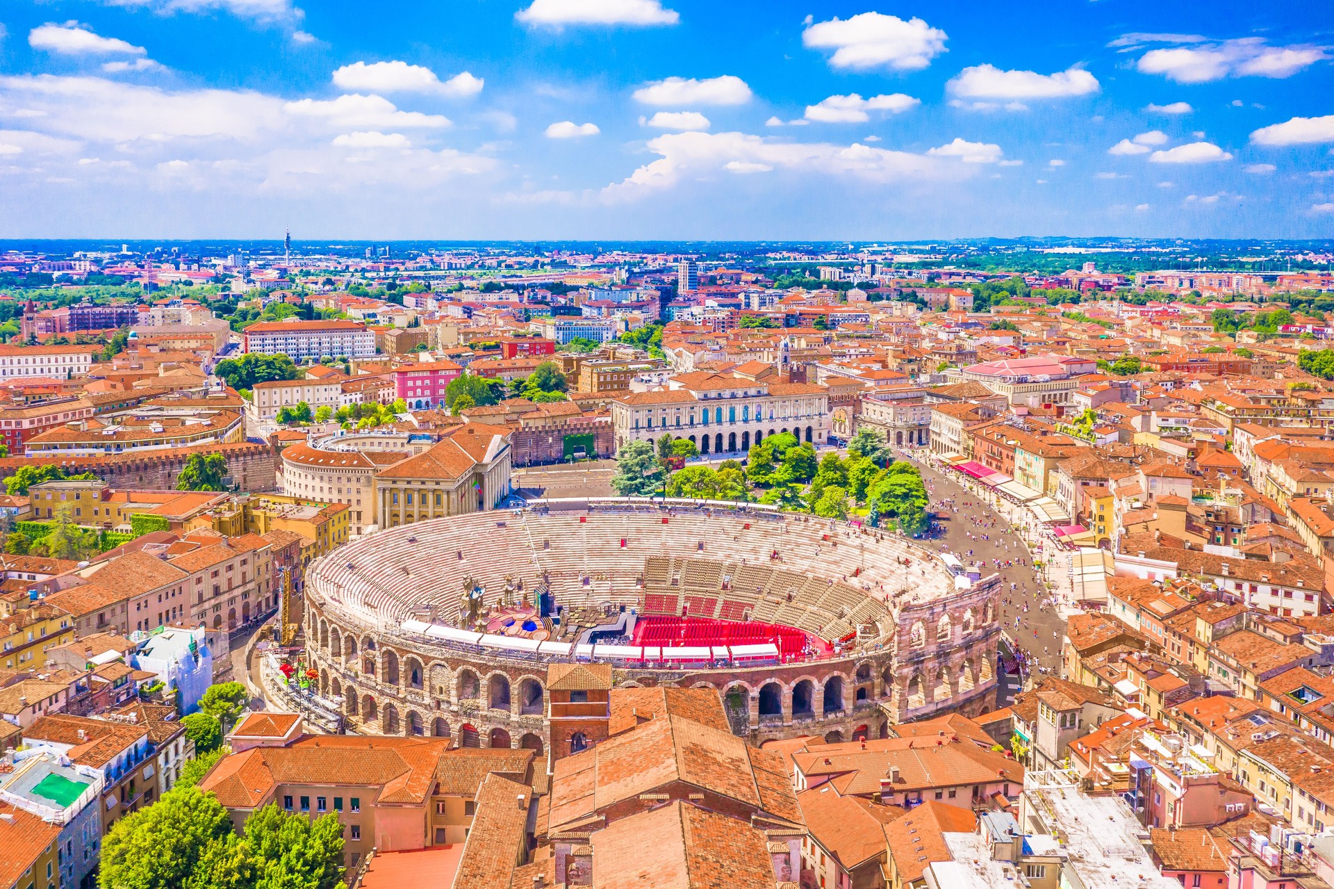 Aerial View of Verona Arena, Italy